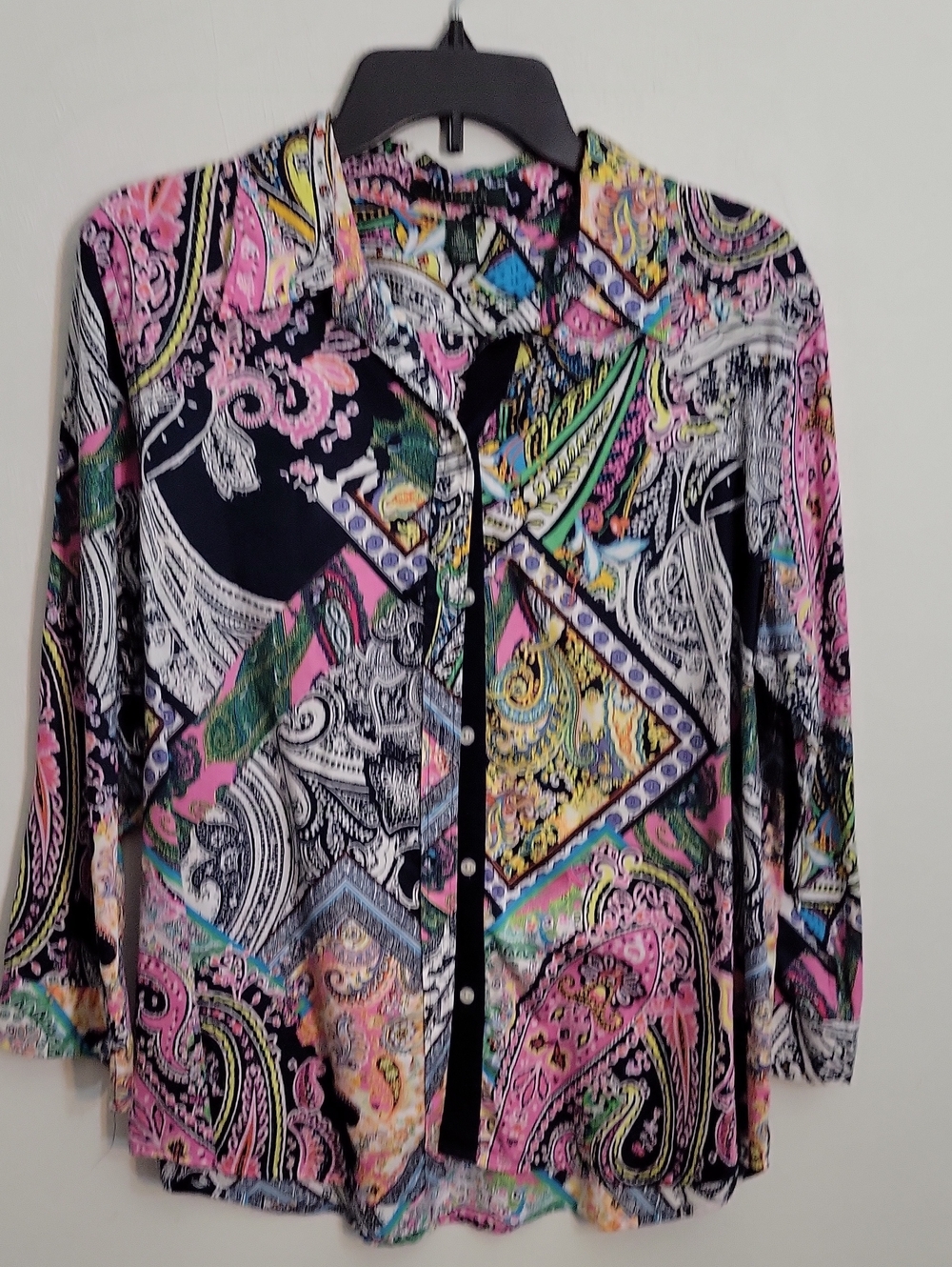 Ralph Lauren Black Paisley Button-Down Shirt with Pink & Multi-Color Accents